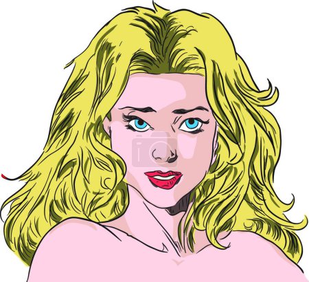 Téléchargez les illustrations : Fille blonde, illustration vectorielle design simple - en licence libre de droit