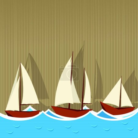 Ilustración de Navegación barcos fondo, vector ilustración diseño simple - Imagen libre de derechos