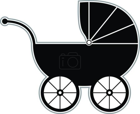 Téléchargez les illustrations : Baby Carriage, illustration vectorielle design simple - en licence libre de droit