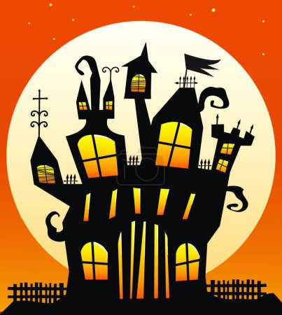 Illustration for Haunted Castle, vector illustration simple design - Royalty Free Image