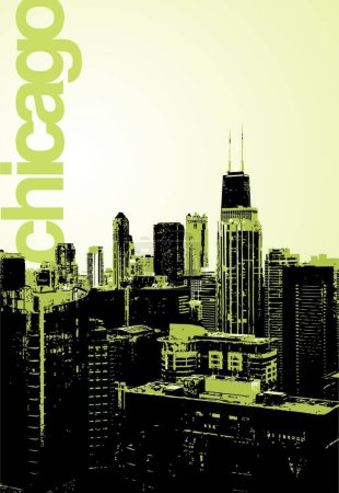 Téléchargez les illustrations : Chicago - horizon alternatif, illustration vectorielle design simple - en licence libre de droit