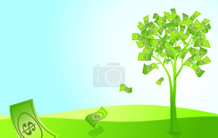 Ilustración de Concepto de árbol de dinero, ilustración vectorial diseño simple - Imagen libre de derechos