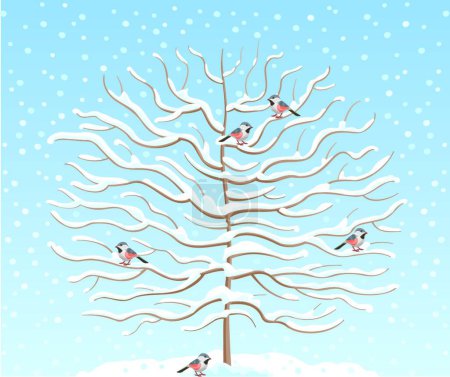 Ilustración de Árbol de invierno, ilustración vectorial gráfica - Imagen libre de derechos