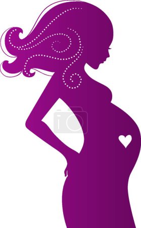 Téléchargez les illustrations : Silhouette femme enceinte, illustration vectorielle graphique - en licence libre de droit