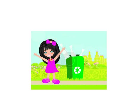 Ilustración de Chica reciclaje botellas vector ilustración - Imagen libre de derechos