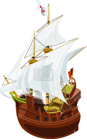 Illustration for Galleon, vector illustration simple design - Royalty Free Image