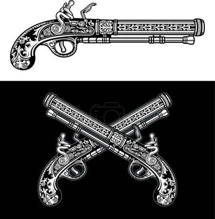 Illustration for Flintlock Antique Pistol, graphic vector illustration - Royalty Free Image