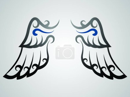 Téléchargez les illustrations : Tatouage d'ailes, illustration vectorielle élégante - en licence libre de droit