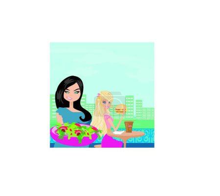 Illustration for Fat girl jealous, graphic vector illustration - Royalty Free Image