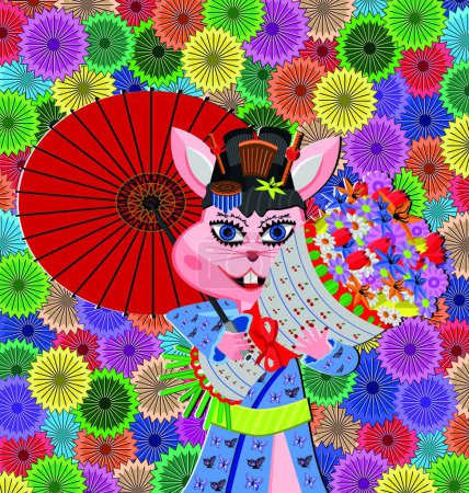Ilustración de Geisha rata vector moderno ilustración - Imagen libre de derechos
