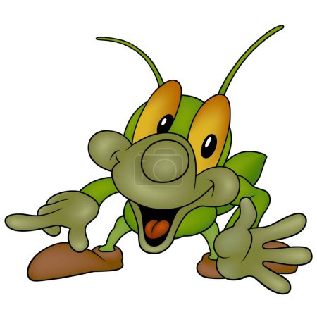 Ilustración de Happy Green Bug ilustración vector moderno - Imagen libre de derechos