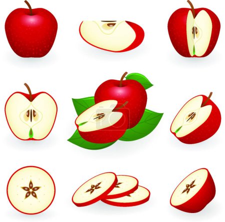 Téléchargez les illustrations : Icône pomme rouge, illustration vectorielle - en licence libre de droit