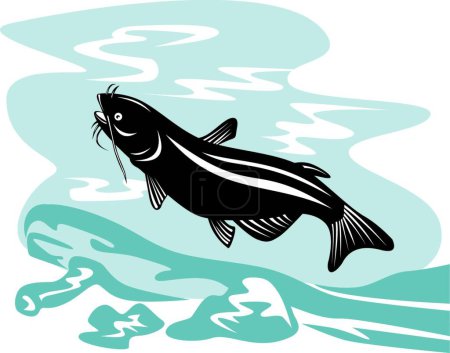 Illustration for Catfish Jumping modern vector illustration - Royalty Free Image