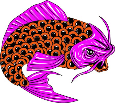 Illustration for Koi Carp Fish Jumping modern vector illustration - Royalty Free Image