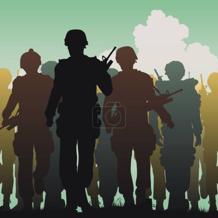 Illustration for Illustration of the Troops walking - Royalty Free Image