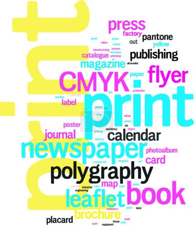 Illustration for Printing Word Cloud modern vector illustration - Royalty Free Image