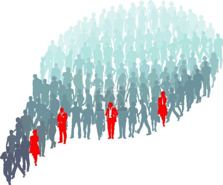 Ilustración de Personas sobresalientes en la burbuja de grupo, ilustración vectorial gráfica - Imagen libre de derechos