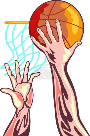 Téléchargez les illustrations : Basketball mains rétro, illustration vectorielle graphique - en licence libre de droit