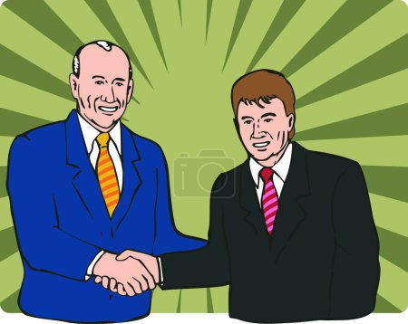 Téléchargez les illustrations : Illustration des hommes d'affaires se serrant la main - en licence libre de droit