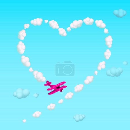 Illustration for Illustration of the Skywriting a heart - Royalty Free Image