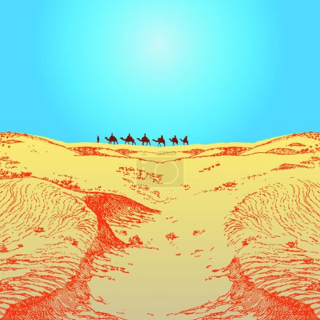 Téléchargez les illustrations : "Caravane dans le désert" - en licence libre de droit