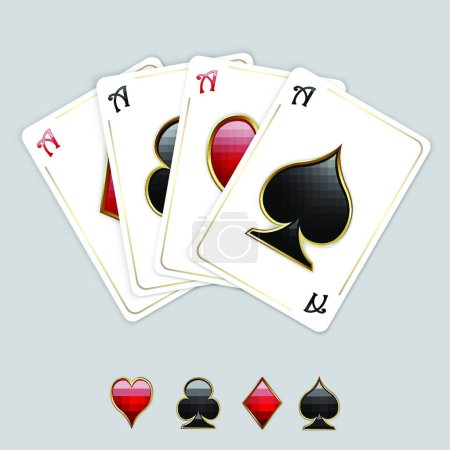 Ilustración de Ilustración de las cartas de juego, ases - Imagen libre de derechos