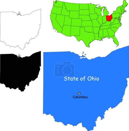 Téléchargez les illustrations : Illustration de la carte Ohio - en licence libre de droit
