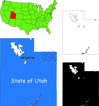 Illustration for The Illustration of Utah map - Royalty Free Image