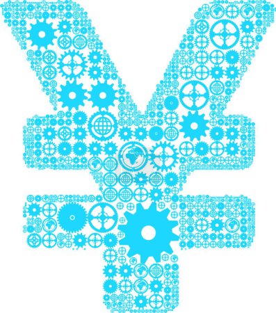 Illustration for Japanese yen sign made of gears - Royalty Free Image