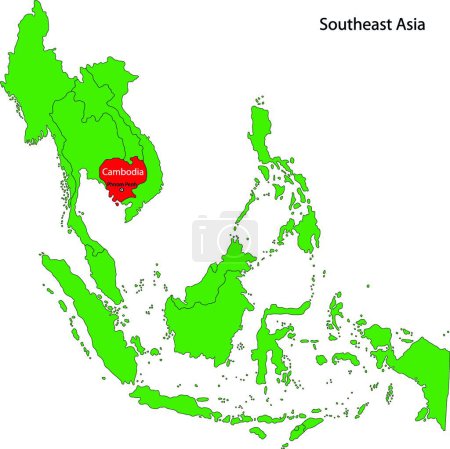 Téléchargez les illustrations : Cambodge carte, web illustration simple - en licence libre de droit