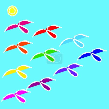 Ilustración de Ilustración de los pájaros volando - Imagen libre de derechos