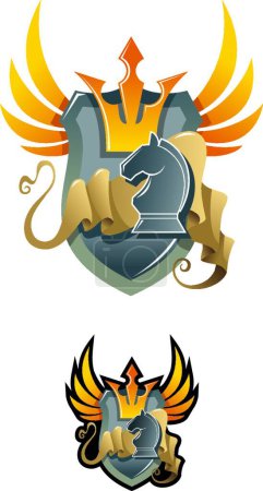 Ilustración de Icono de emblema heráldico de ajedrez, ilustración vectorial - Imagen libre de derechos