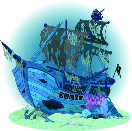 Illustration for Illustration of the Old ship background - Royalty Free Image