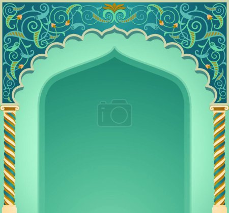 Téléchargez les illustrations : "Illustration vectorielle de conception d'arc islamique" - en licence libre de droit