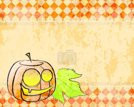 Illustration for Vector checkered background pumpkin decorating for Halloween - Royalty Free Image