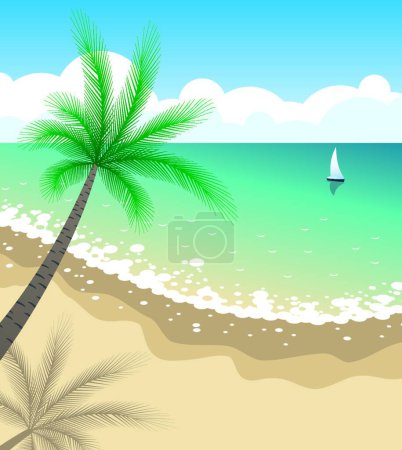 Téléchargez les illustrations : Bannière de plage tropicale, illustration vectorielle - en licence libre de droit