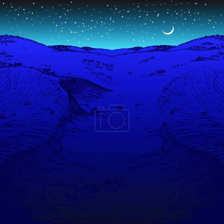 Ilustración de Desierto nocturno, ilustración vectorial gráfica - Imagen libre de derechos