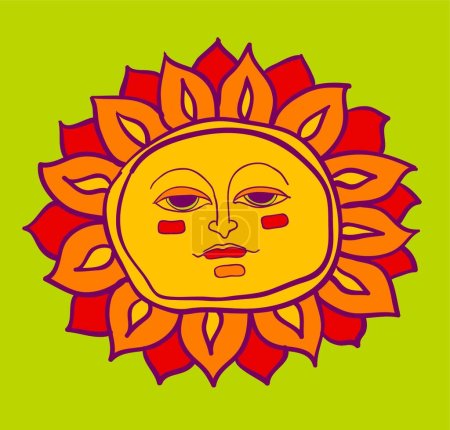 Illustration for Sun face vector illustration - Royalty Free Image