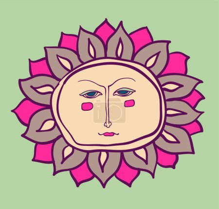 Téléchargez les illustrations : Illustration vectorielle visage soleil - en licence libre de droit