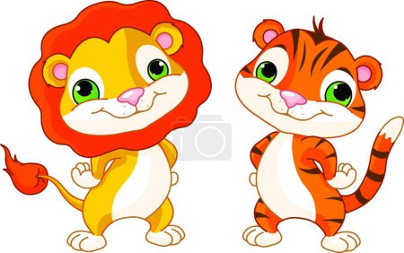 Illustration for Cute animal characters, colorful vector illustration - Royalty Free Image