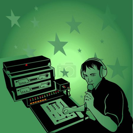 Téléchargez les illustrations : DJ And Oldies Illustration vectorielle moderne de musique - en licence libre de droit