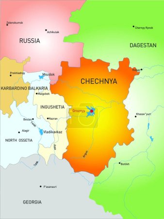 Téléchargez les illustrations : Illustration vectorielle pays République tchétchène - en licence libre de droit