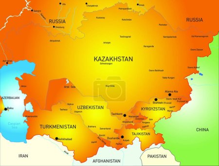 Téléchargez les illustrations : Illustration vectorielle Asie centrale - en licence libre de droit