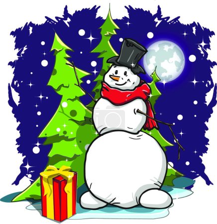 Téléchargez les illustrations : Illustration vectorielle moderne bonhomme de neige - en licence libre de droit