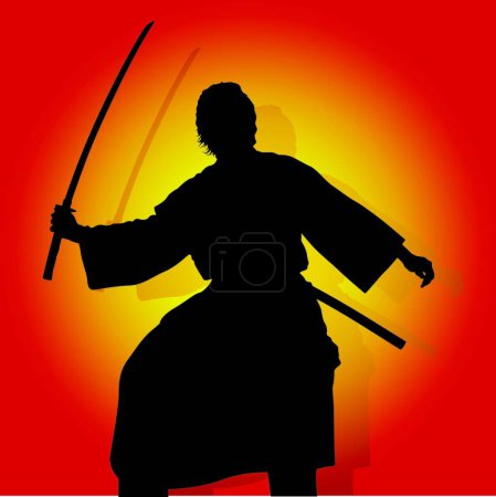 Téléchargez les illustrations : Illustration vectorielle de l'icône samouraï - en licence libre de droit