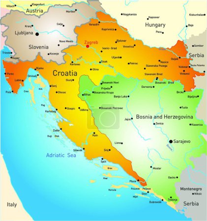 Ilustración de Croacia mapa vector ilustración - Imagen libre de derechos