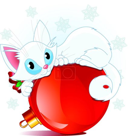 Ilustración de Gato blanco de la Navidad, ilustración elegante del vector - Imagen libre de derechos