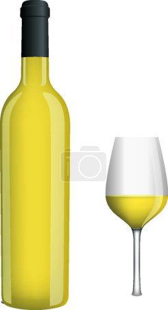 Téléchargez les illustrations : Bouteille de vin avec illustration vectorielle moderne en verre - en licence libre de droit