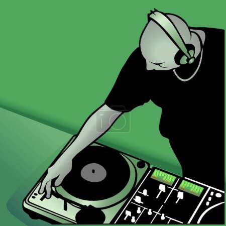 Ilustración de DJ Mezcla Música moderna vector de ilustración - Imagen libre de derechos