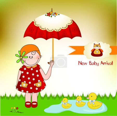 Téléchargez les illustrations : Illustration vectorielle de carte d'arrivée bébé - en licence libre de droit